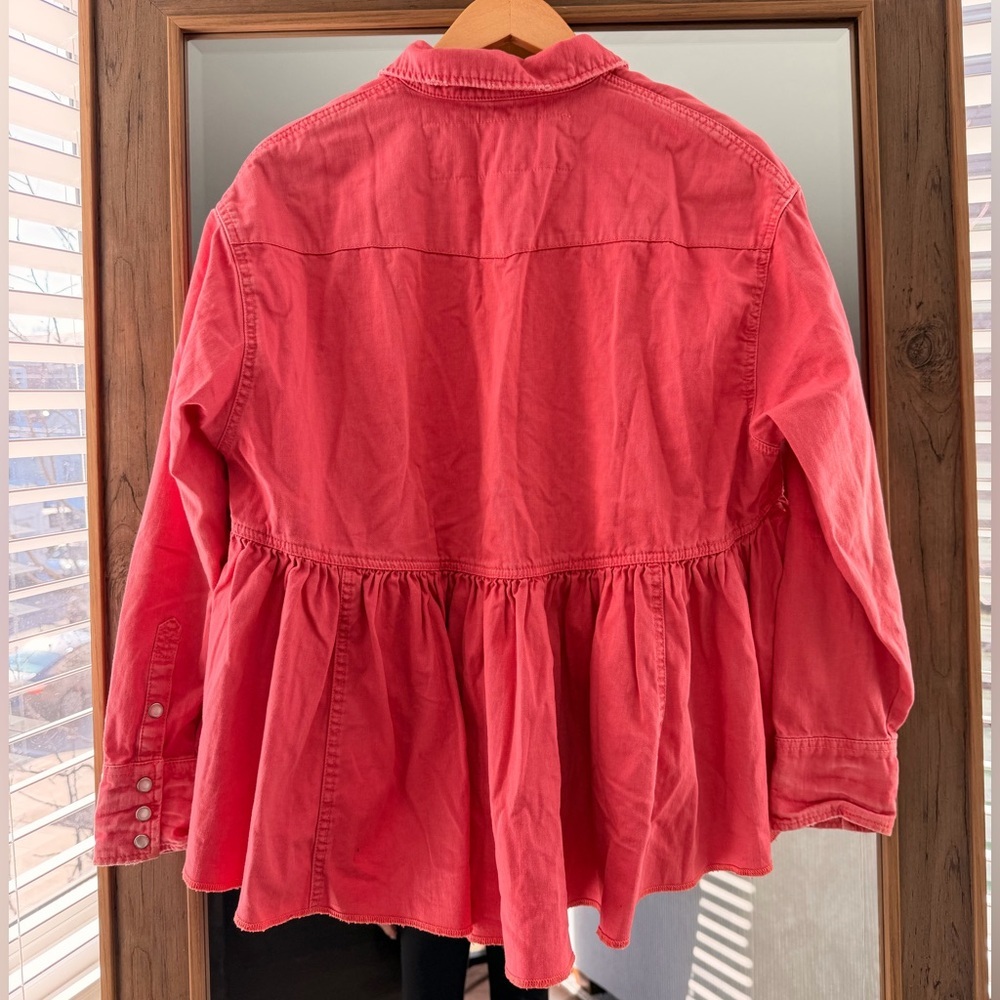 Free People “We The Free" Dylan Babydoll peplum denim shirt jacket - Picture 7 of 7